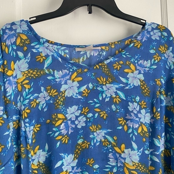 Woman Within Paisley Floral Blue MIDI Shift Summer Pullover Dress, Size: 18/20 - Picture 4 of 9
